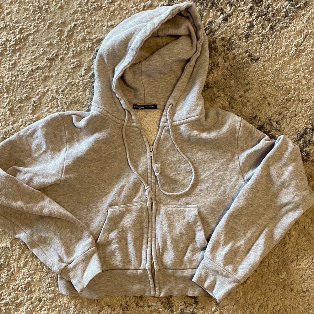 Brandy Melville gray zippered cropped hoodie.